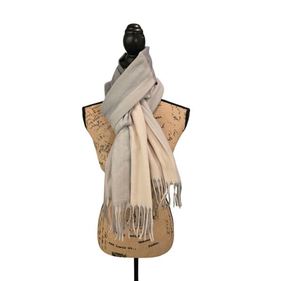Pink, beige and gray winter scarf with matching gloves set, one size - Picture 1 of 5